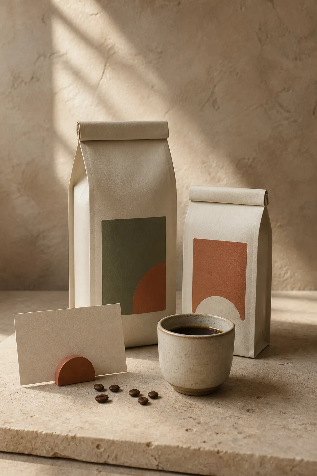Minimal coffee subscription packaging and ceramic cup